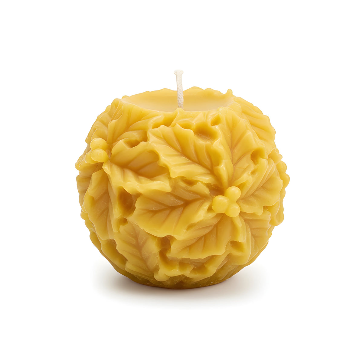 Holly Leaf & Berry Beeswax Candle