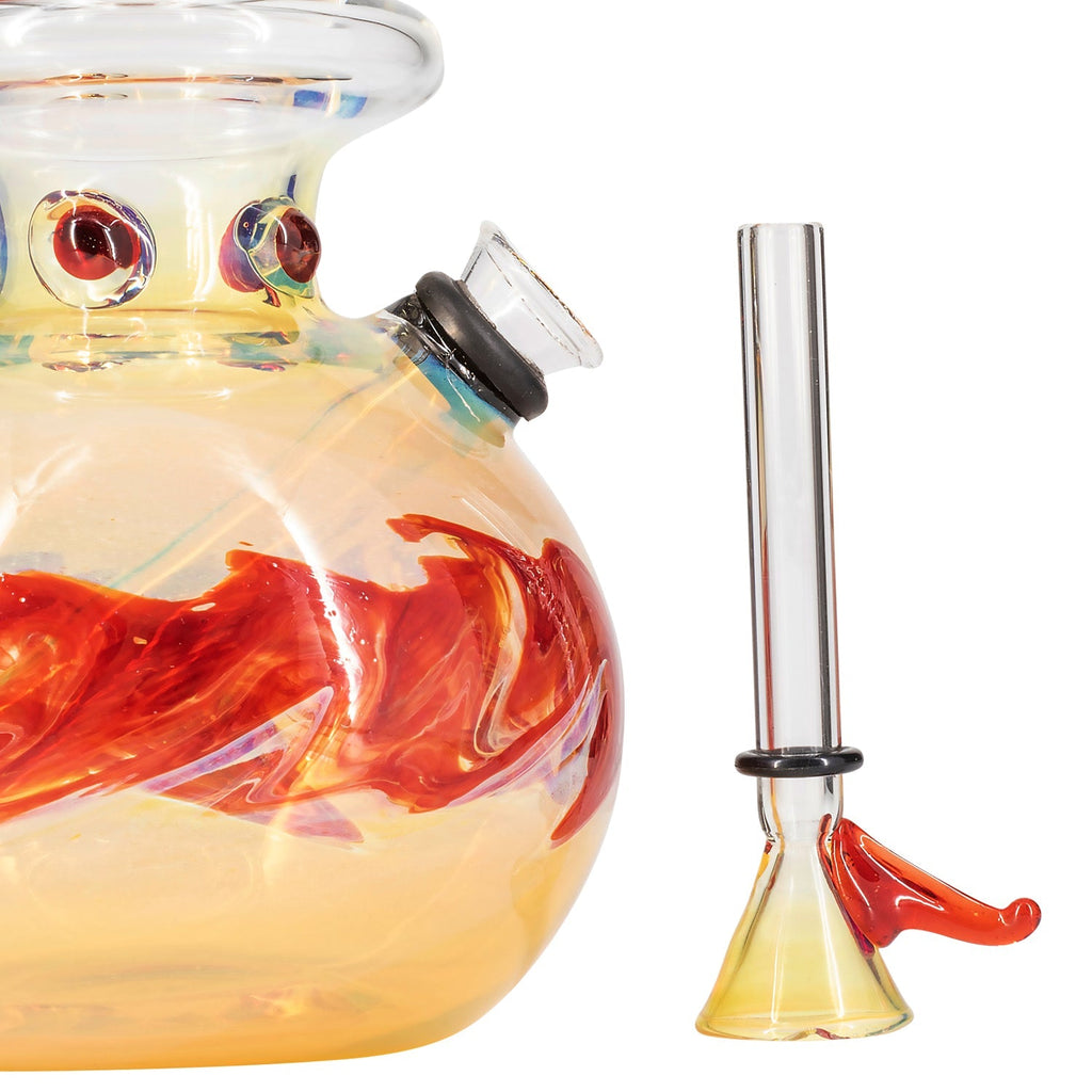 LA Pipes - Time Traveler Silver Fumed Pull-Stem Bubble Bong 8"