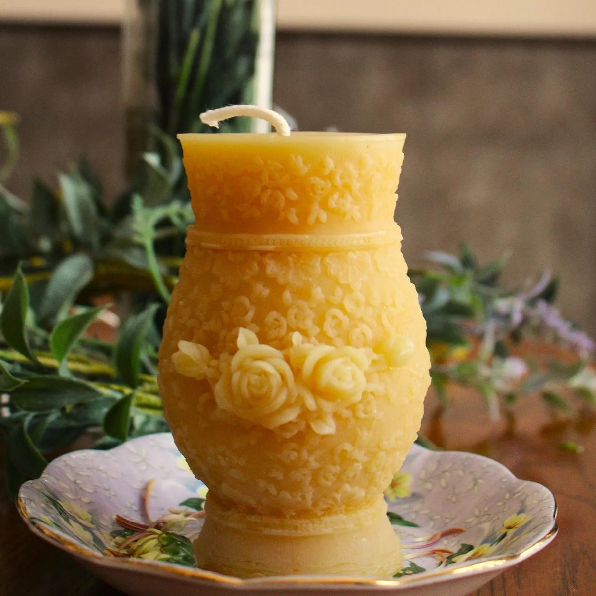 Flower Vase Beeswax Pillar Candle