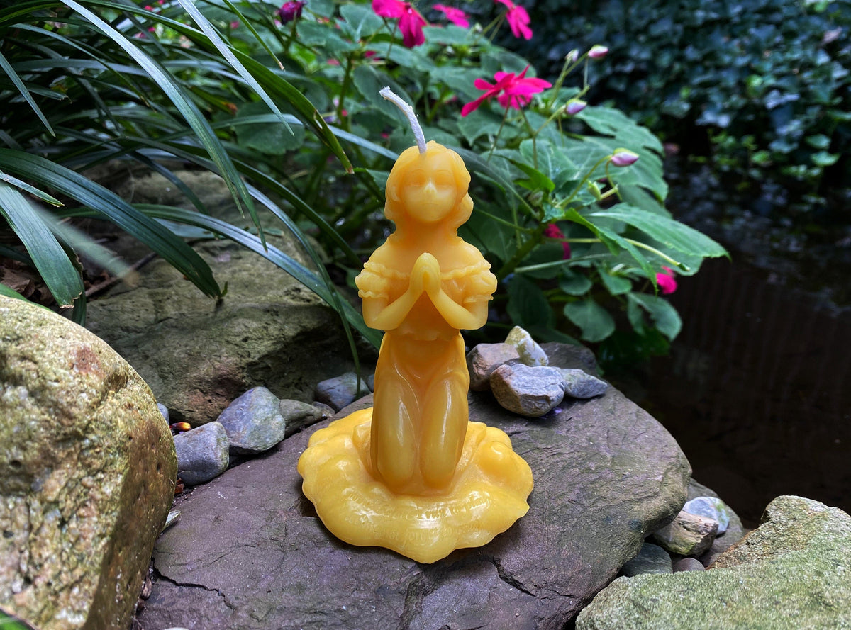 Praying Girl Beeswax Candle