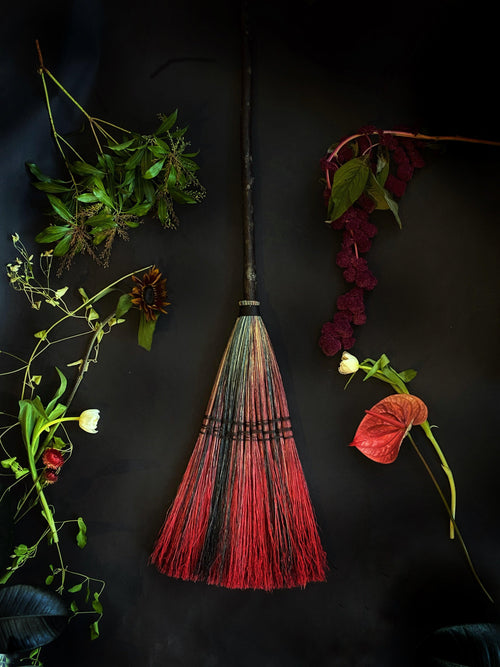 "Light as a Feather" Two-tone Brooms, Gothic Cottagecore  – Functional Natural Broomcorn Sweeper