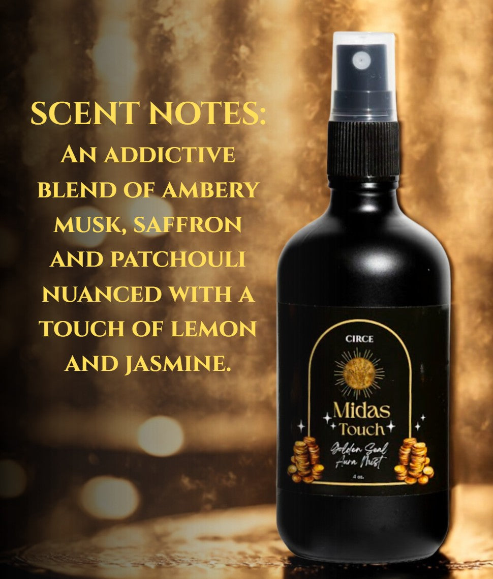 Midas Touch Aura Mist – Luxury Amber, Saffron & Patchouli Prosperity Spray