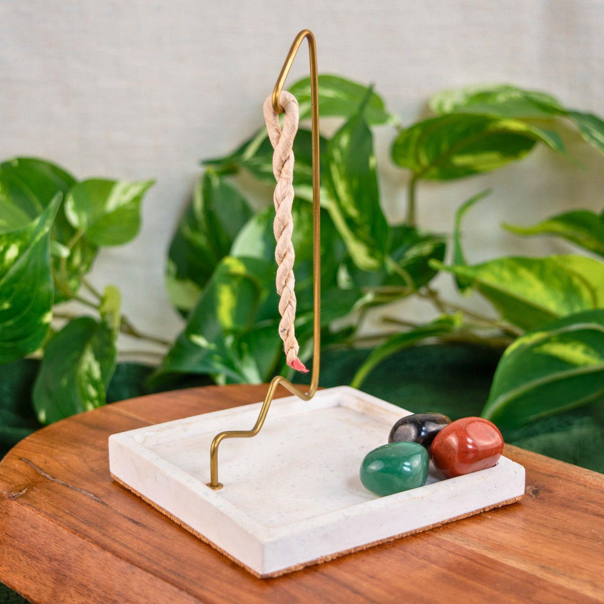 White Square Rope Incense Burner